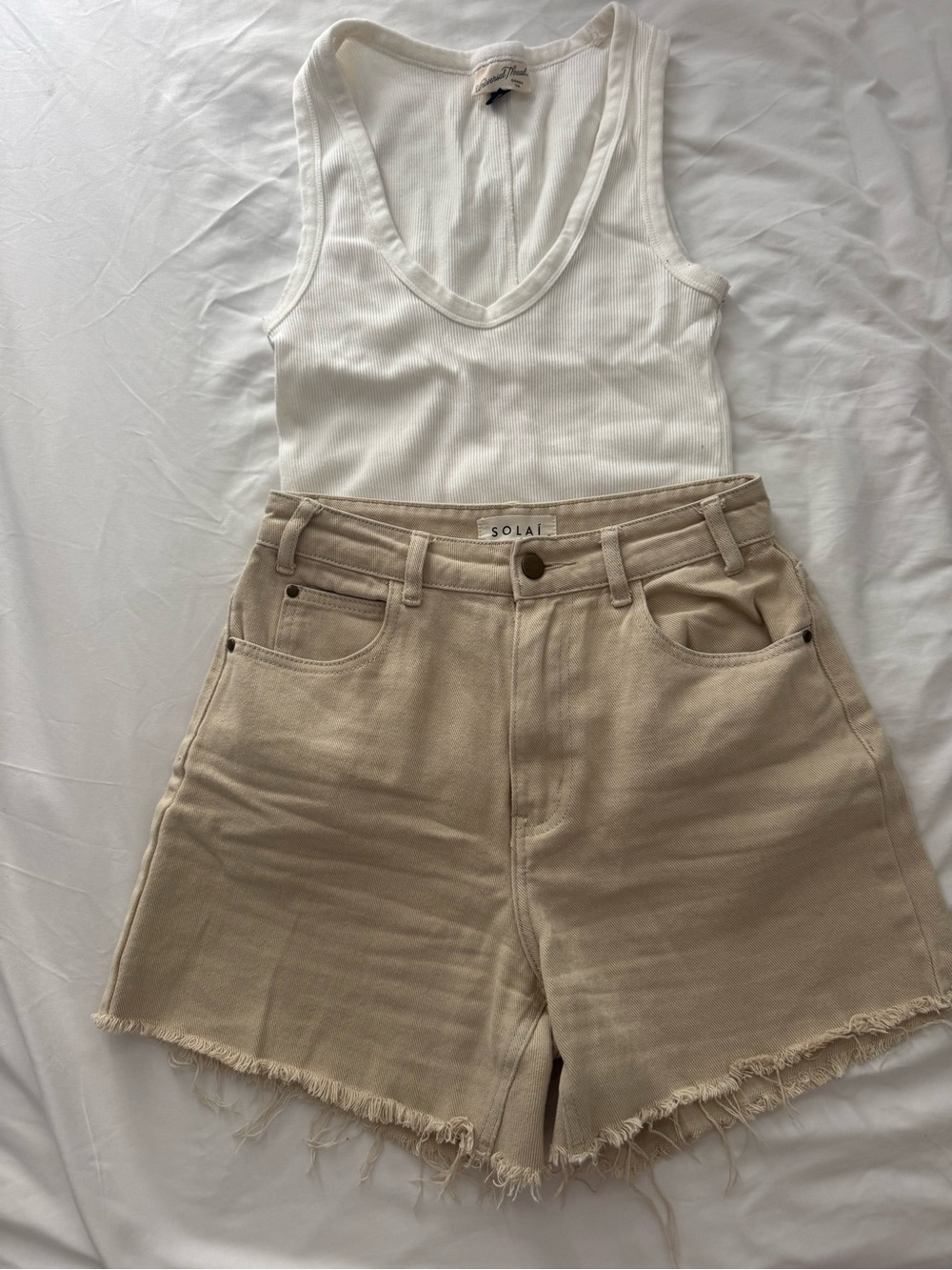 Tan High-Rise Denim Women’s Shorts